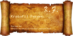 Kratofil Ferenc névjegykártya