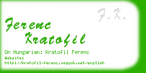 ferenc kratofil business card